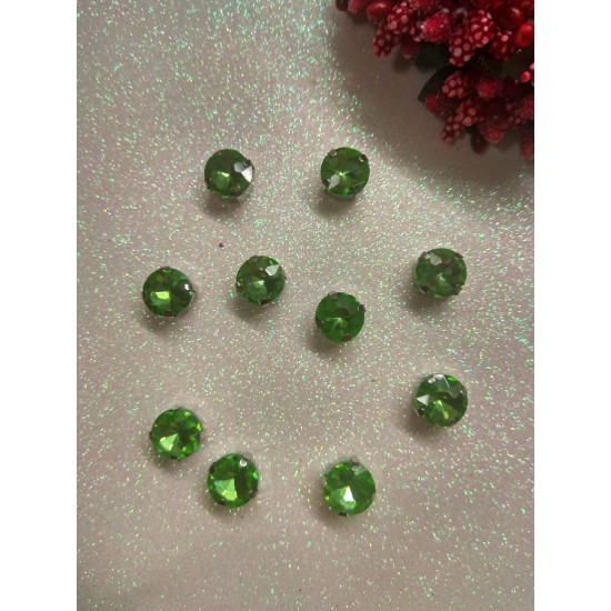 Стразы в цапах "Круг" цв. светло-зеленый, цена за 1 шт